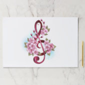 ミュージカル高音クレフ、 音符記号ノートと桜花 ペーパーパッド (インサイチュ)