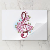 ミュージカル高音クレフ、 音符記号ノートと桜花 ペーパーパッド (折り畳み)