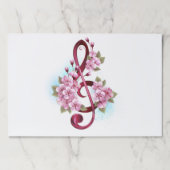 ミュージカル高音クレフ、 音符記号ノートと桜花 ペーパーパッド (正面)