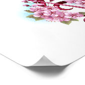 ミュージカル高音クレフ、 音符記号ノートと桜花 ポスター (角)