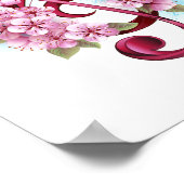 ミュージカル高音クレフ、 音符記号ノートと桜花 ポスター (角)