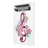 ミュージカル高音クレフ、 音符記号ノートと桜花 ミニクリップボード (アングル2)