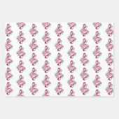 ミュージカル高音クレフ、 音符記号ノートと桜花 ラッピングペーパーシート (正面)