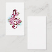 ミュージカル高音クレフ、 音符記号ノートと桜花 ロイヤリティカード (正面/裏面)