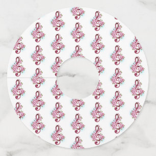 ミュージカル高音クレフ、 音符記号ノートと桜花 ワイングラスタグ