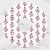 ミュージカル高音クレフ、 音符記号ノートと桜花 ワイングラスタグ (正面)