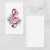 ミュージカル高音クレフ、 音符記号ノートと桜花 割引カード (正面/裏面)