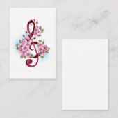 ミュージカル高音クレフ、 音符記号ノートと桜花 割引カード (正面/裏面)