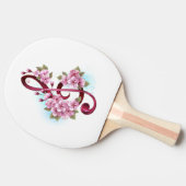 ミュージカル高音クレフ、 音符記号ノートと桜花 卓球ラケット (横)