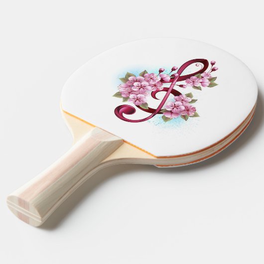 ミュージカル高音クレフ、 音符記号ノートと桜花 卓球ラケット (正面アングル)