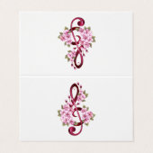 ミュージカル高音クレフ、 音符記号ノートと桜花 名刺 (外部フラット)