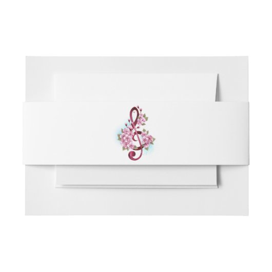 ミュージカル高音クレフ、 音符記号ノートと桜花 招待状ベリーバンド (正面例)