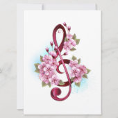 ミュージカル高音クレフ、 音符記号ノートと桜花 招待状 (正面)
