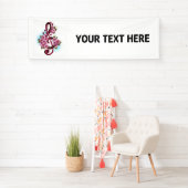 ミュージカル高音クレフ、 音符記号ノートと桜花 横断幕 (インサイチュ)