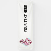 ミュージカル高音クレフ、 音符記号ノートと桜花 横断幕 (縦)