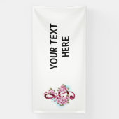 ミュージカル高音クレフ、 音符記号ノートと桜花 横断幕 (縦)