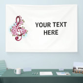 ミュージカル高音クレフ、 音符記号ノートと桜花 横断幕 (トレードショー)