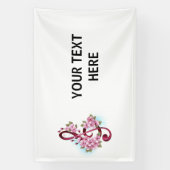 ミュージカル高音クレフ、 音符記号ノートと桜花 横断幕 (縦)