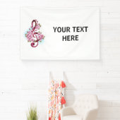 ミュージカル高音クレフ、 音符記号ノートと桜花 横断幕 (インサイチュ)