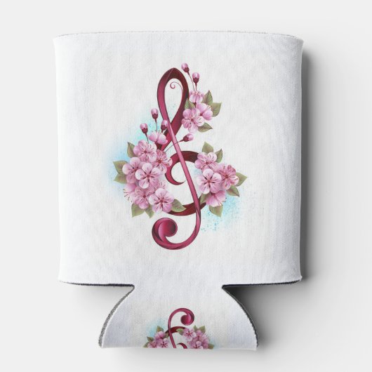 ミュージカル高音クレフ、 音符記号ノートと桜花 缶クーラー (裏面)