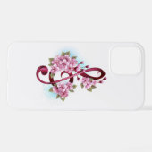 ミュージカル高音クレフ、 音符記号ノートと桜花 iPhoneケース (裏面横)