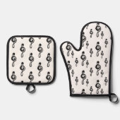 ミュージカル高音クレフ、 音符記号パタシンプルーン 鍋つかみ&鍋敷きセット (正面)