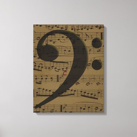 ミュージカル高音クレフ、 音符記号楽譜クラシック キャンバスプリント (正面)