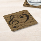 ミュージカル高音クレフ、 音符記号楽譜クラシック スクエアペーパーコースター (アングル)