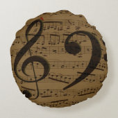 ミュージカル高音クレフ、 音符記号楽譜クラシック ラウンドクッション (裏面)