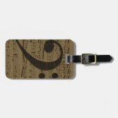 ミュージカル高音クレフ、 音符記号楽譜クラシック ラゲッジタグ (正面横)