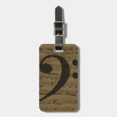 ミュージカル高音クレフ、 音符記号楽譜クラシック ラゲッジタグ (正面縦)