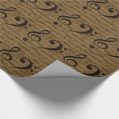 ミュージカル高音クレフ、 音符記号楽譜クラシック ラッピングペーパー (角)