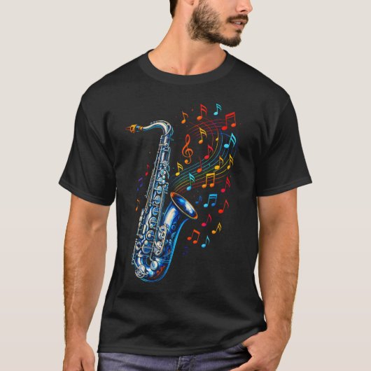 ミュージカル サックス - ジャズサックス奏者 Tシャツ (正面)
