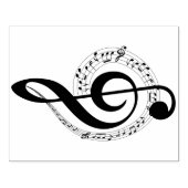 ミュージカル スワール & トレブル クレフ 木製スタンプ ラバースタンプ (インプリント)