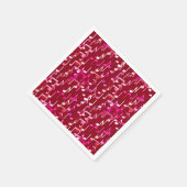 ミュージカル・ノートプリント- burgundy 数々の, スタンダードカクテルナプキン (角)