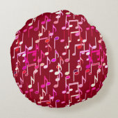 ミュージカル・ノートプリント- burgundy 数々の, ラウンドクッション (裏面)