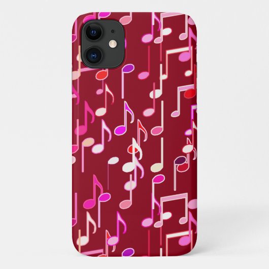 ミュージカル・ノートプリント- burgundy 数々の, Case-Mate iPhoneケース (裏面)