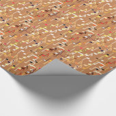 ミュージカル・ノートプリント- Caramel Tan 数々の, ラッピングペーパー (角)