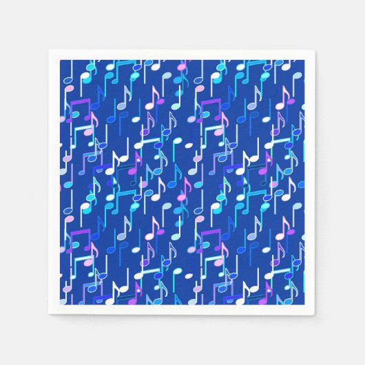ミュージカル・ノートプリント- indigo blue 数々の, スタンダードカクテルナプキン (正面)