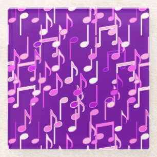 ミュージカル・ノートプリント- violet purple 数々の, ガラスコースター