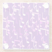 ミュージカル・ノートプリント- violet purple 数々の, ガラスコースター (裏面)