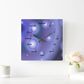 ミュージカル・ノート紫の時計 スクエア壁時計 (ホーム)