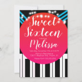 ミュージカル ピアノ レッドカーペットスタイル ナイト スウィート16 招待状 (正面)