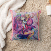 ミュージカル ピンクのピエロとフクロウのベビーシャワー クッション (ブランケット)