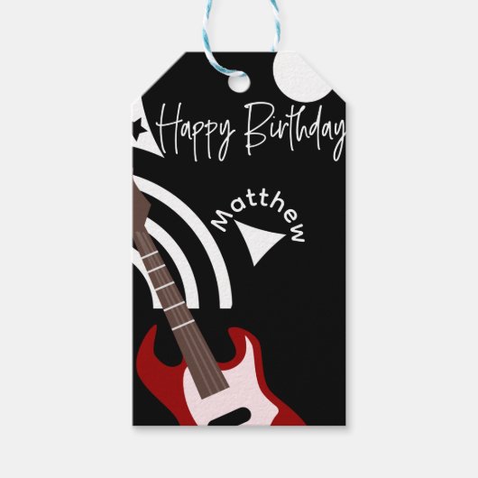 ミュージカル ロック スター エレキギター 誕生日 ギフトタグ (正面)