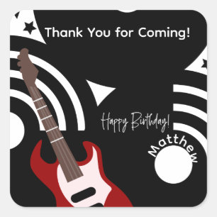 ミュージカル ロック スター エレキギター 誕生日 スクエアシール