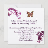 ミュージカルCATピンク明るい赤紫色第3バースデーパーティー 招待状 (裏面)