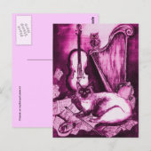 ミュージカルCAT、ピンクバイオレットとホワイト ポストカード (正面/裏面)