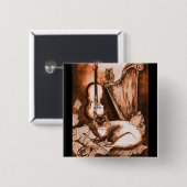 ミュージカルCAT，ブラウンとホワイトブラック 缶バッジ (正面&裏面)