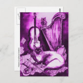 ミュージカルCAT、紫バイオレットと白 ポストカード (正面/裏面)